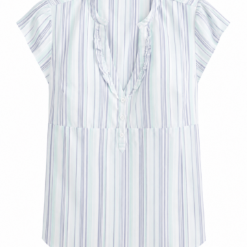 White Multi-Stripe Ruffle Blouse