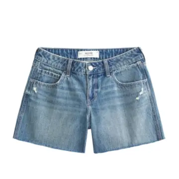 Medium-Wash Distressed Denim Shorts