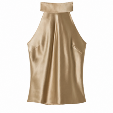 Champagne Gold Sleeveless Mock Neck Top