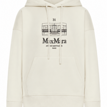 Off-White Relaxed Hoodie with Graphic Number Print