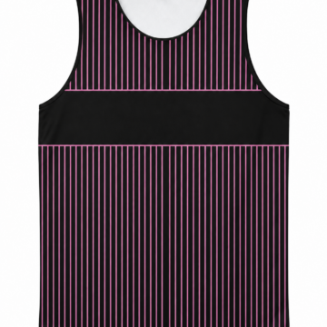 Black and Pink Striped Sleeveless Scoop Neck Tank Top