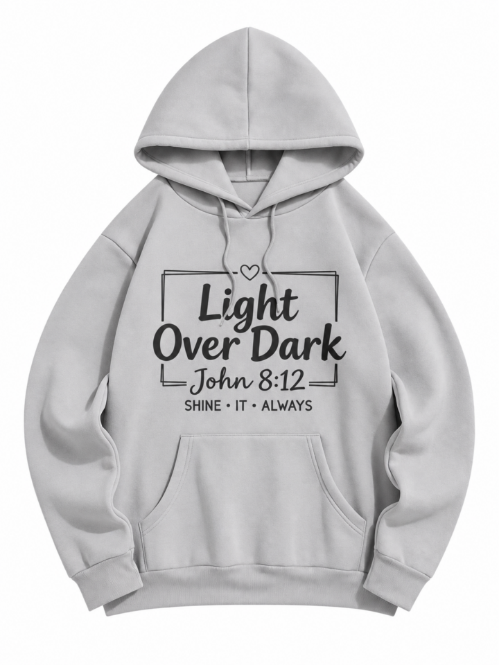 Light Grey Graphic Pullover Hoodie