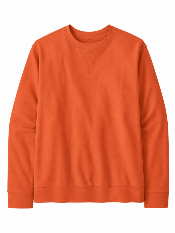 Orange Relaxed Fit Long-Sleeve Crewneck Sweatshirt