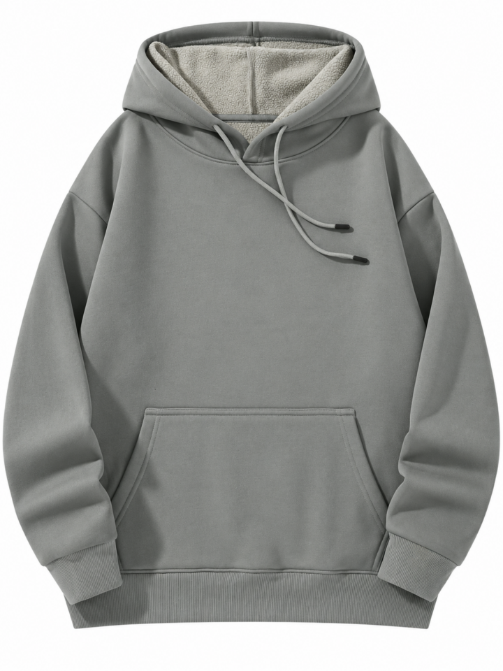 Solid Grey Pullover Hoodie