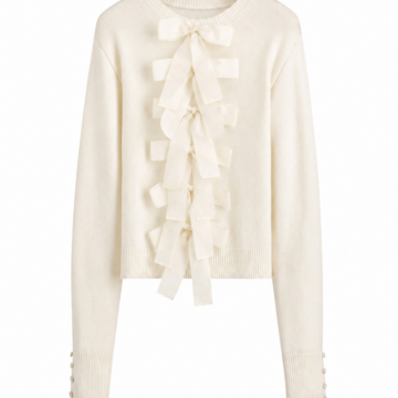 Cream Bow Detail Drop Shoulder Knit Sweater