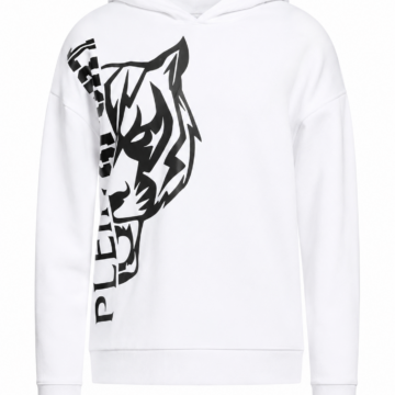 White Pullover Hoodie with Tiger Graphic Print