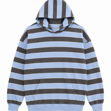 Light Blue and Charcoal Striped Oversized Hoodie