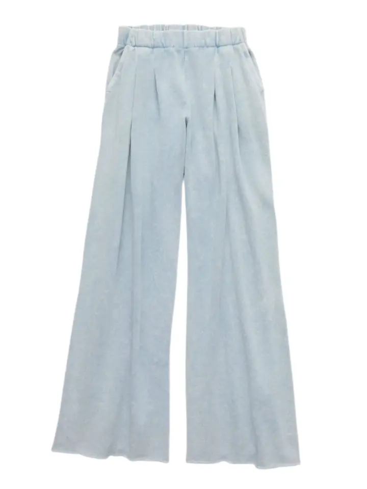 Light Blue Wide-Leg Pleated Pants