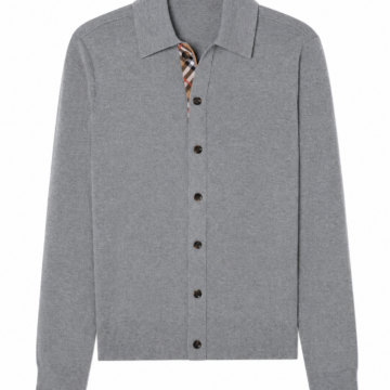 Heather Grey Polo Collar Cardigan